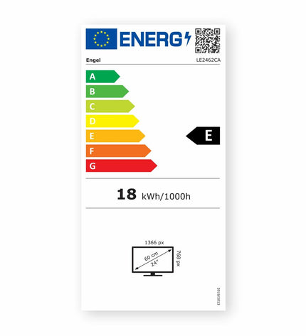 Engel LE2462CA 24-inch HD LED Smart TV displaying a vivid home screen with colorful app icons and a sleek black frame