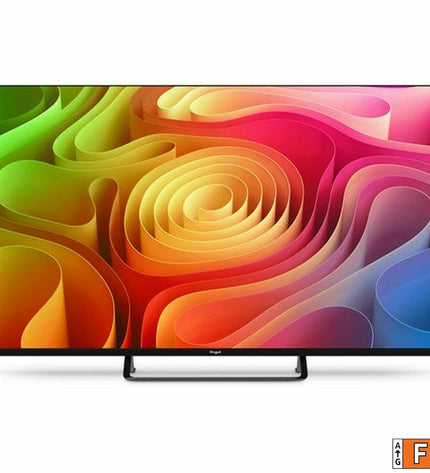 Engel LE4395QLED 43-inch 4K Ultra HD smart TV displaying vibrant colorful screen with sleek black bezel.