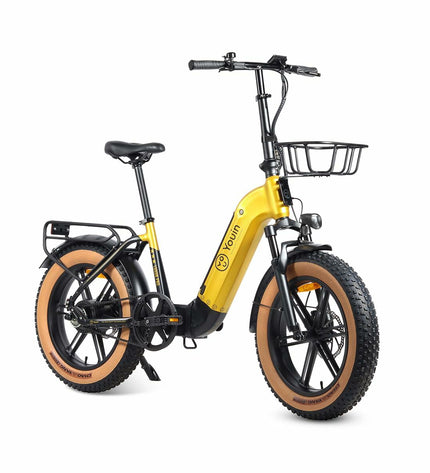 Yellow Youin BK1750 LUXOR II PRO electric bike with 250W motor, designed for sport and outdoor cycling.