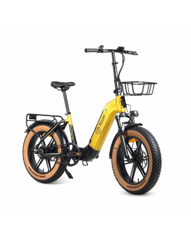 Yellow Youin BK1750 LUXOR II PRO electric bike with 250W motor, designed for sport and outdoor cycling.