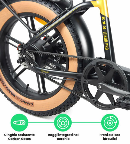 Yellow Youin BK1750 LUXOR II PRO electric bike with 250W motor, designed for sport and outdoor cycling.