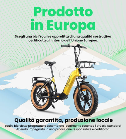 Yellow Youin BK1750 LUXOR II PRO electric bike, 250W sport outdoor bicycle, suitable for road riding and outdoor adventures.