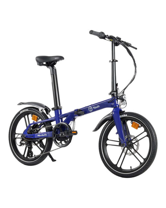 Youin BK1350B Marbella blue electric bike with 20-inch wheels and 250W motor, suitable for sport and outdoor cycling.