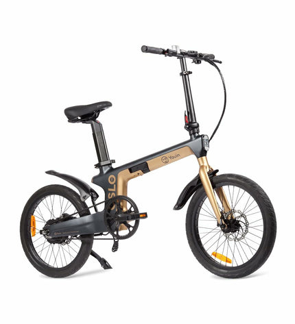 Black and gold Youin BK1950 OSLO PRO electric bicycle, sport and outdoor bike with sleek design and advanced features.