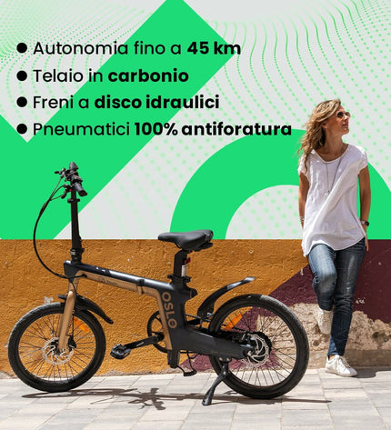 Youin OSLO PRO electric bike in black with gold accents, designed for sport and outdoor cycling, featuring a sleek frame and handlebars.