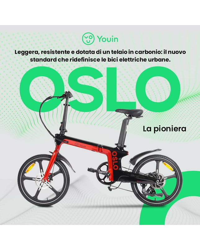 Youin BK1900 OSLO red electric bike for sport and outdoor cycling, featuring a sleek frame and sporty design.