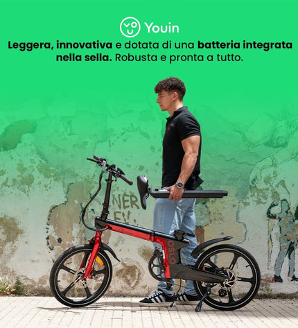 Red Youin BK1900 OSLO electric bicycle for sport and outdoor riding, featuring sleek design and sporty frame.