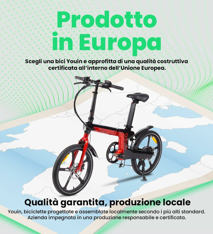 Red Youin BK1900 OSLO electric bike for sport and outdoor riding, featuring a sturdy frame and handlebar display.