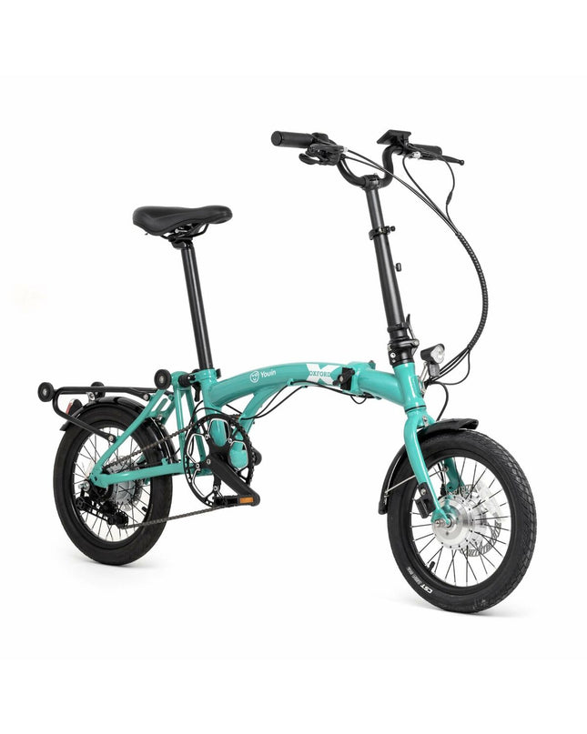 Youin BK0600G turquoise electric bike for sports and outdoor cycling, featuring a sleek design and sturdy frame.