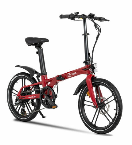 Youin BK1350R Marbella electric bike with 20-inch red frame, 250W motor, designed for sport and outdoor cycling.