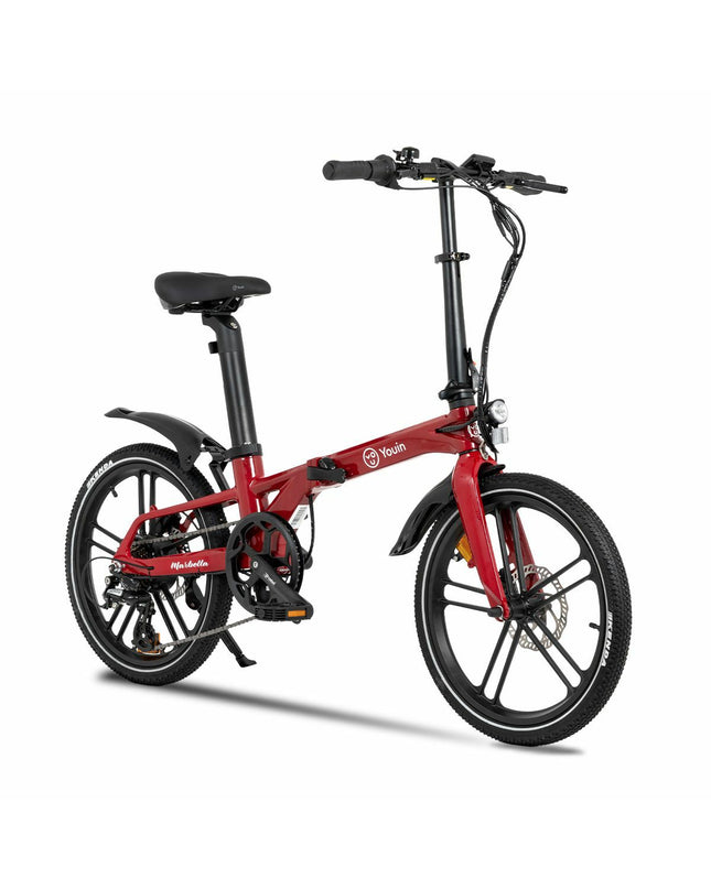 Youin BK1350R Marbella electric bike with 20-inch red frame, 250W motor, designed for sport and outdoor cycling.