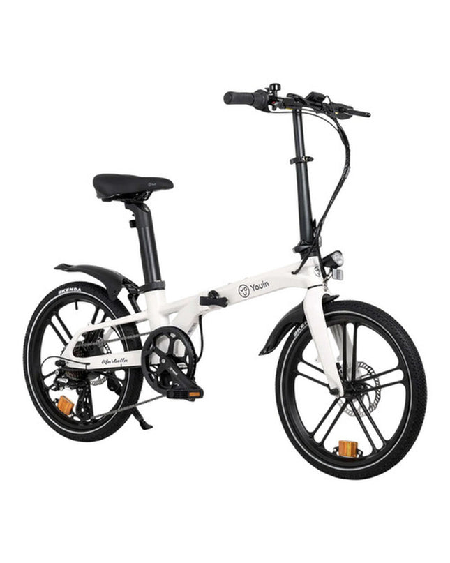 Youin BK1350C Marbella crème electric bicycle, 20-inch sport and outdoor bike with 250W motor, suitable for cycling enthusiasts.