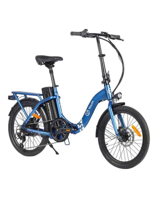 Blue Youin BK1003 Amsterdam electric bike with 20-inch wheels and 250W motor, designed for sport and outdoor cycling.