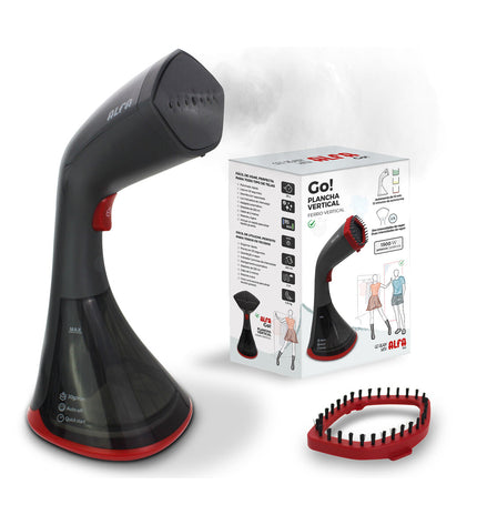 Alfa PETIT 1100W travel iron with cord, compact design, and control dial for home ironing and garment pressing.