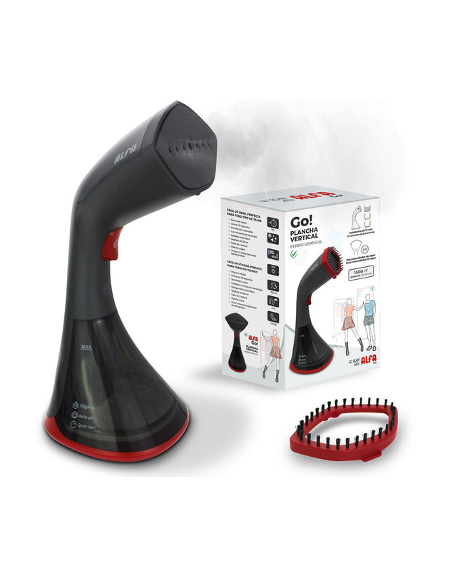 Alfa PETIT 1100W travel iron with cord, compact design, and control dial for home ironing and garment pressing.