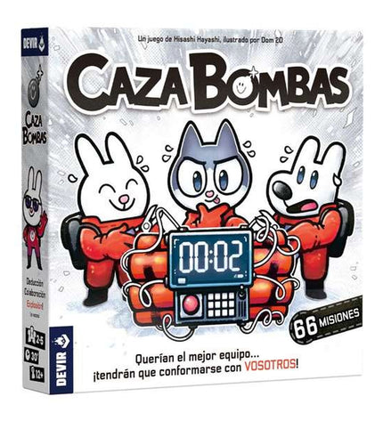 Devir Cazabombas dexterity game with colorful game pieces and game board, designed for fun and skillful play.