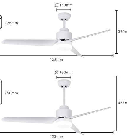 White SPC Internet plafondventilator met licht, draagbare airconditioning voor huis en koken, met model 6499B MAX2 en 43W vermogen.