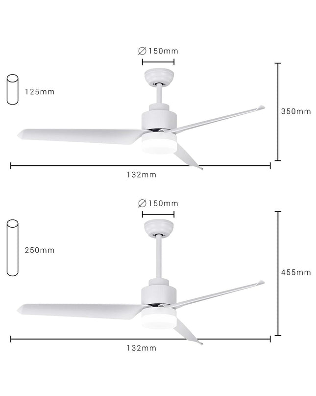 White SPC Internet plafondventilator met licht, draagbare airconditioning voor huis en koken, met model 6499B MAX2 en 43W vermogen.