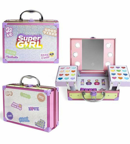 Martinelia Kinder make-up set with colorful pretend makeup items, compact case, and playful design for imaginative play.