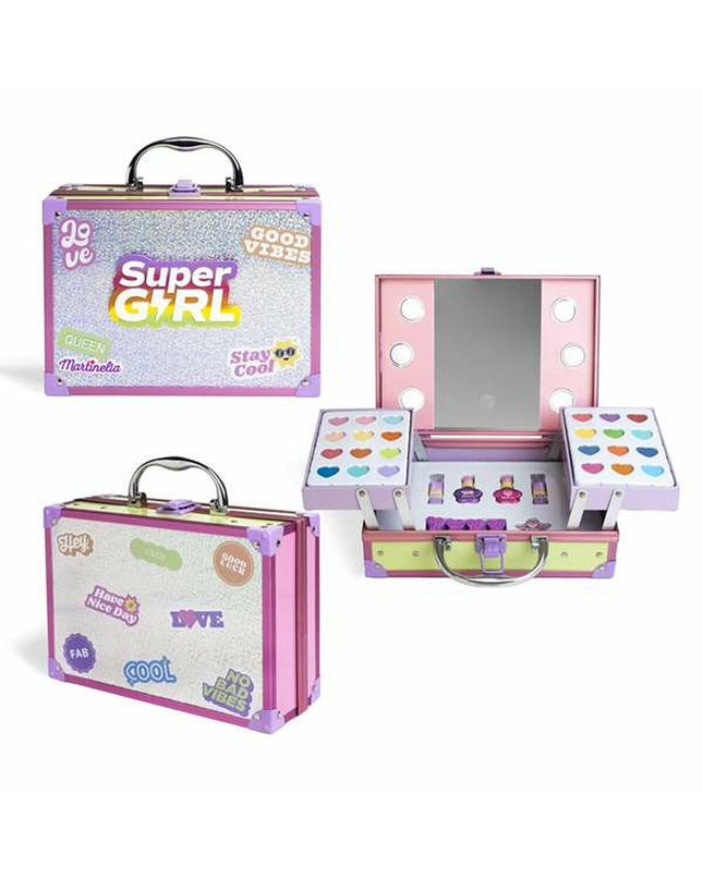 Martinelia Kinder make-up set with colorful pretend makeup items, compact case, and playful design for imaginative play.