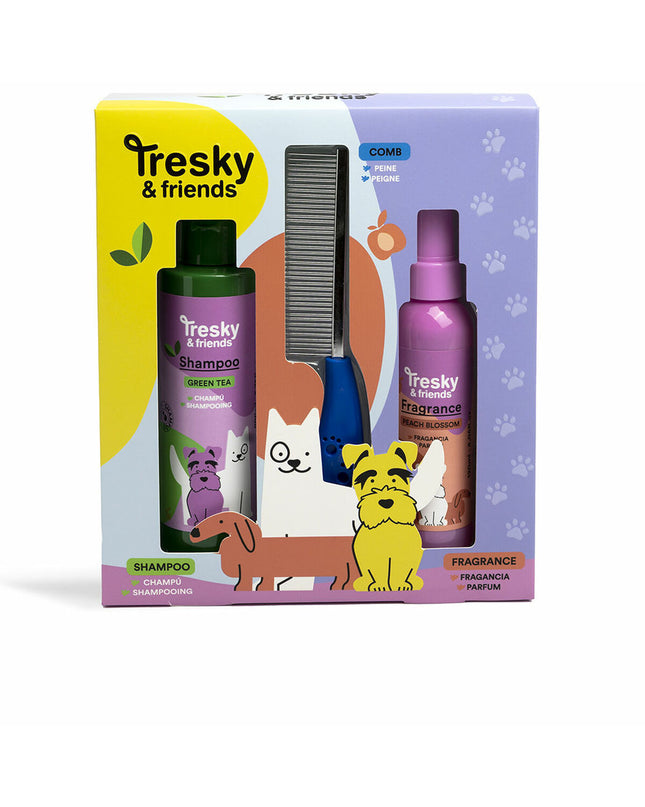 Tresky & Friends honden hygiëneset met 3 onderdelen, inclusief borstel, schaar en kam, geschikt voor hondenverzorging.