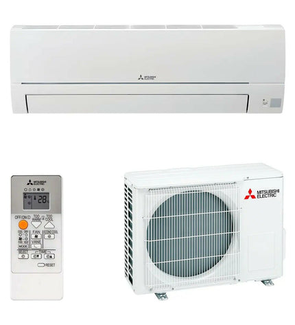 Mitsubishi Electric MSZHR25VFK portable air conditioner with sleek design, digital display, and vents for efficient cooling.