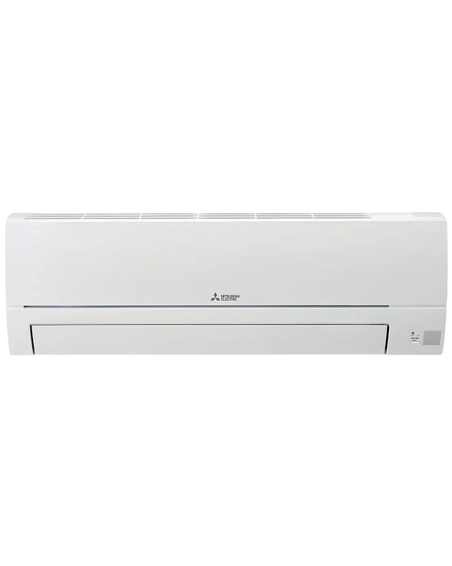 Mitsubishi Electric MSZHR60VFK portable air conditioner in white with digital display and vents for cooling and dehumidifying a room.