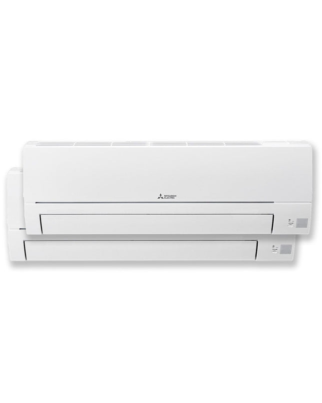 Portable Mitsubishi Electric air conditioner Wit A+ 2500W with digital display and adjustable vents for cooling and dehumidifying.