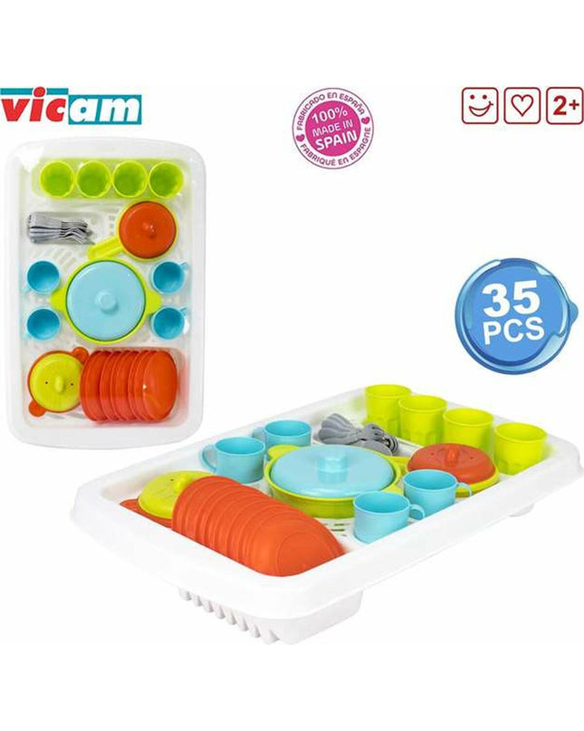 BigBuy Fun kids' toy set with 35 pieces of pretend play utensils and accessories for imaginative play.