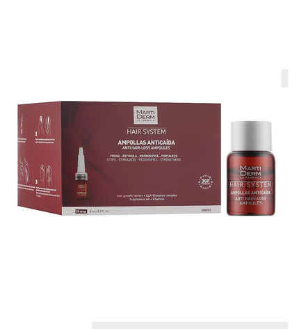Martiderm Hair System Anti-Haarverlies Ampullen, 3 ml, hair care treatment for hair loss and scalp health.