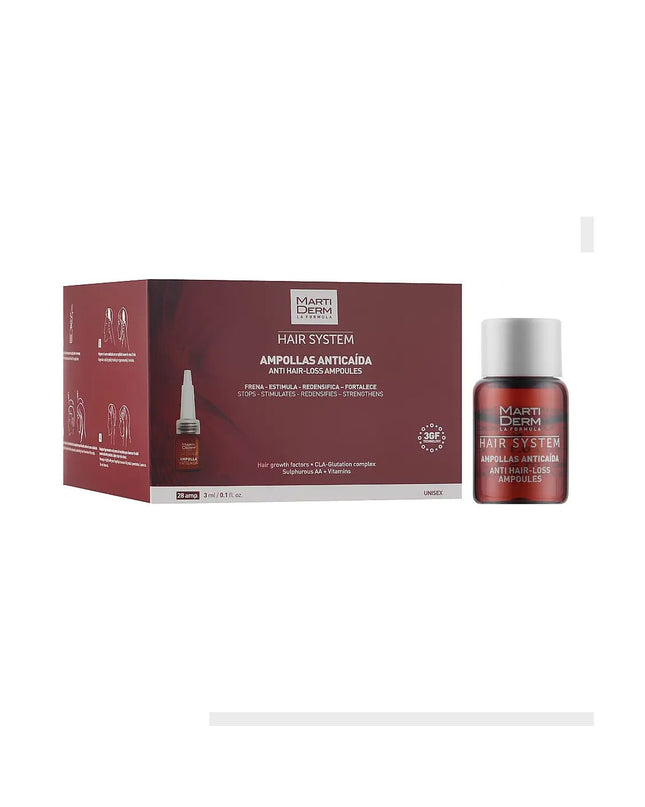 Martiderm Hair System Anti-Haarverlies Ampullen, 3 ml, hair care treatment for hair loss and scalp health.