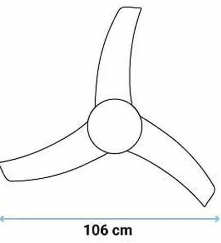 Universal Blue MISTRAL 3042 ceiling fan in blue with 60W motor, mounted on a ceiling, suitable for home cooling.