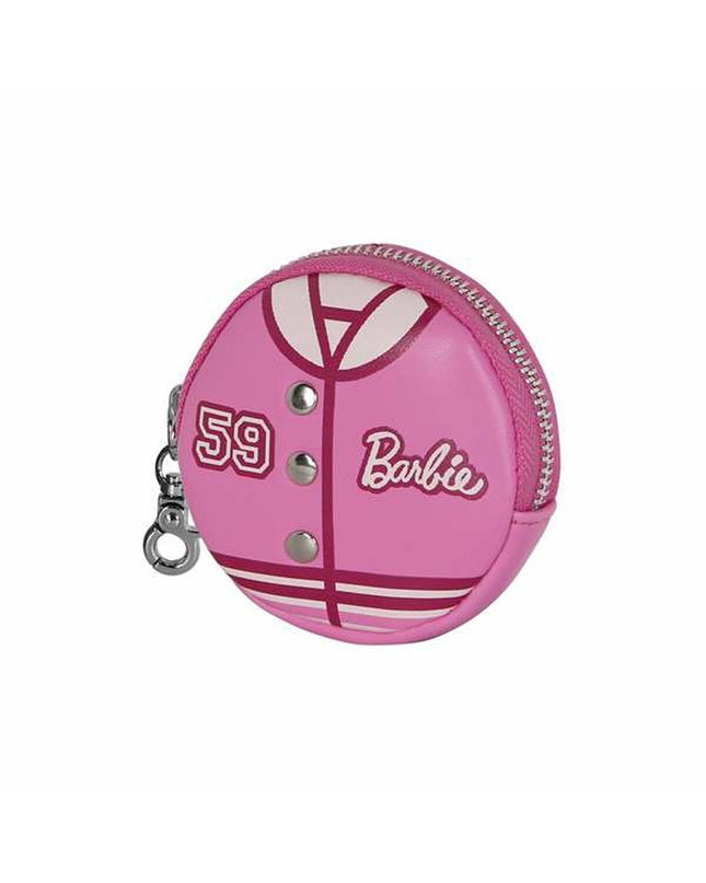 Barbie bagage portemonnee en kaarthouder met sleutelhanger, 8.7 x 8.7 x 2.3 cm, featuring pink and Barbie-themed design