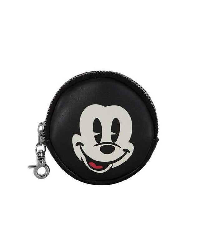 Black Mickey Mouse wallet with cardholder slots, featuring Mickey Mouse branding and compact design for everyday use.