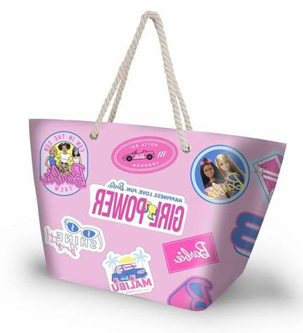 Karactermania Barbie Soleil Malibu beach tote bag in pink with sun and starfish design, measuring 37x52x17 cm.