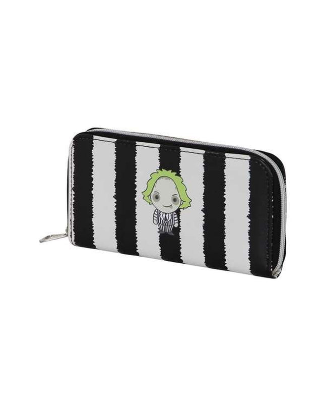 Beetlejuice black wallet and cardholder with multiple card slots, compact leather design, suitable for travel and everyday use.