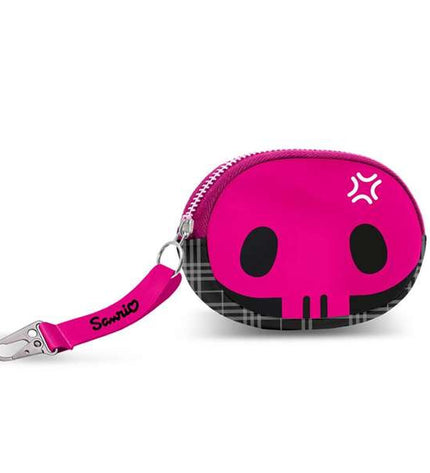 Black Kuromi wallet with multiple card slots and compact design, measuring 12.5 x 2 cm, ideal for travel and everyday use.