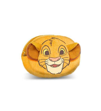 The Lion King yellow wallet with lion graphic, measuring 10x13x5 cm, made of durable material, featuring card slots and compartments.