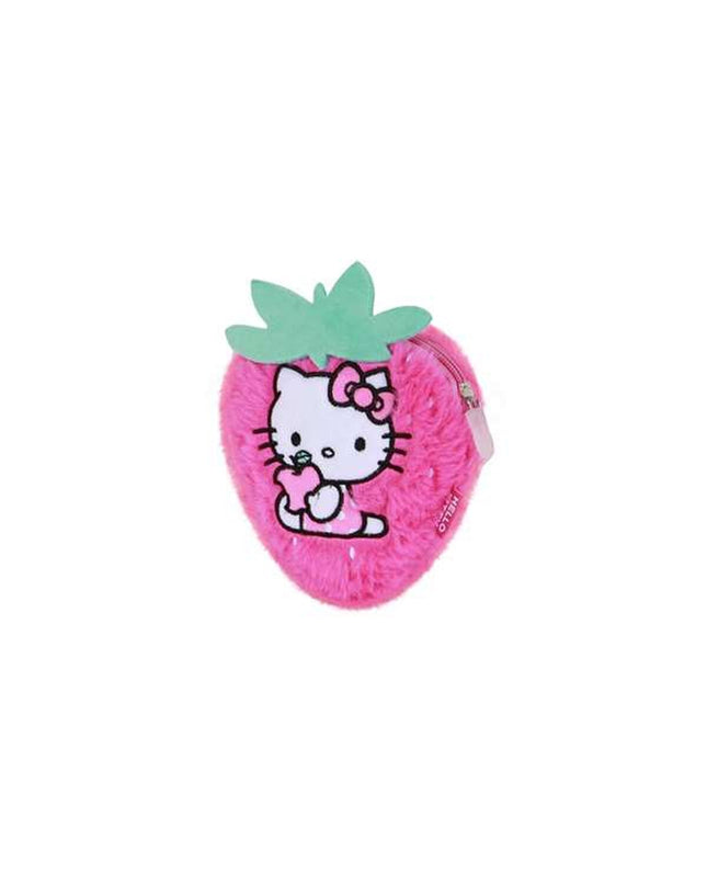 Hello Kitty pink wallet with cardholder and coin pocket, 13x13x4 cm, featuring character-themed design and compact style.