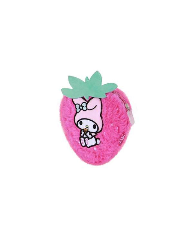 My Melody pink wallet with card holder, compact 13x13x4 cm, perfect for organizing coins and cards.