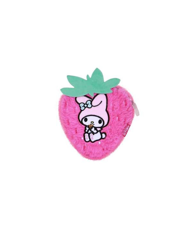 Pink My Melody wallet with cardholder compartments, 13x13x4 cm, featuring cute character design and multiple card slots.