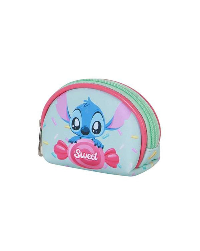 Stitch blue wallet with multiple card slots, measuring 12x4.5 cm, designed for travel and everyday use.