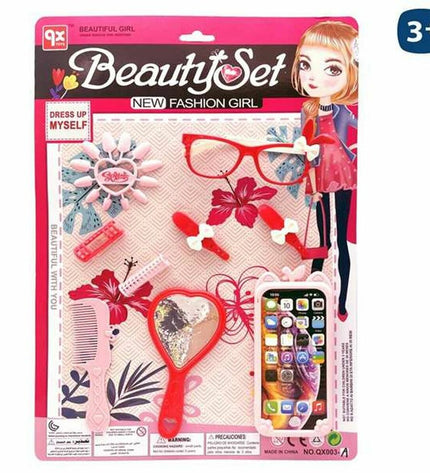 Juinsa schoonheidsset speelgoed voor meisjes, inclusief speelkleding en accessoires voor mobiele telefoontje imitatie.