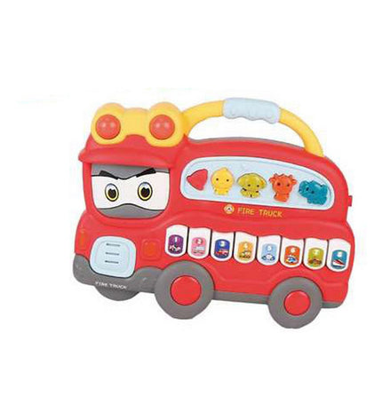 Juinsa Music Party brandweerwagen interactieve baby piano toy for young children with colorful design and buttons.