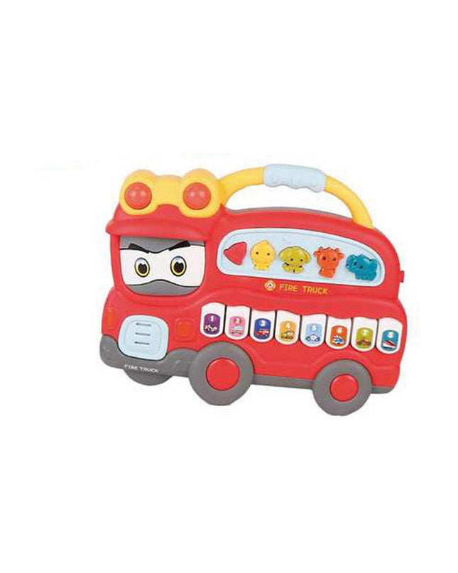 Juinsa Music Party brandweerwagen interactieve baby piano toy for young children with colorful design and buttons.