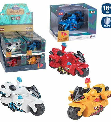 Juinsa Motorfiets speelgoed, 10 cm, detailed plastic toy motorcycle for children, in blue with black wheels.