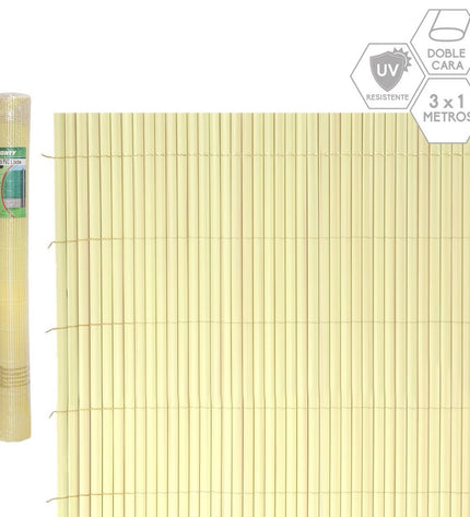 Beige PVC garden fence by BigBuy Outdoor, 1 x 300 x 100 cm, suitable for outdoor decoration and garden boundary.