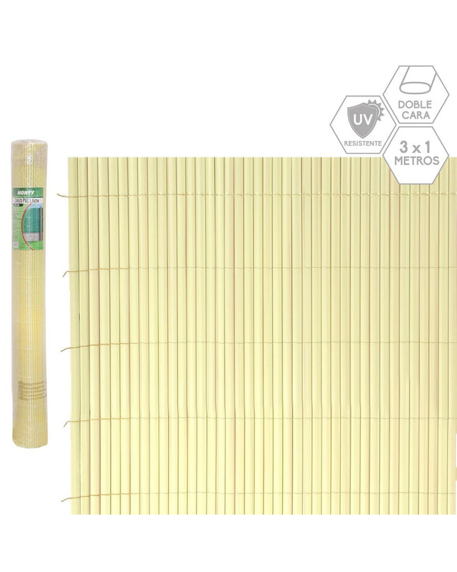 Beige PVC garden fence by BigBuy Outdoor, 1 x 300 x 100 cm, suitable for outdoor decoration and garden boundary.