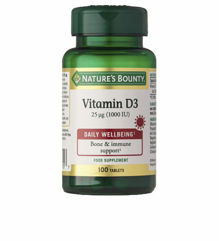 Nature's Bounty Vitamin D3 supplement bottle with 100 softgels, health and personal care vitamin, mineral, and supplement product.