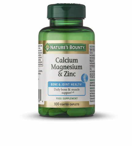 Nature's Bounty Calcium Zinc Magnesium capsules, 100-count, dietary supplement for health and mineral support.